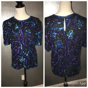 80’s Laurence Kazan bead & sequin top: PM